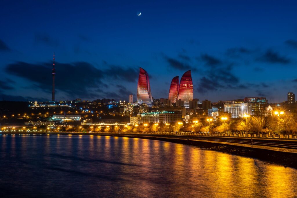 azerbaijan night view of baku