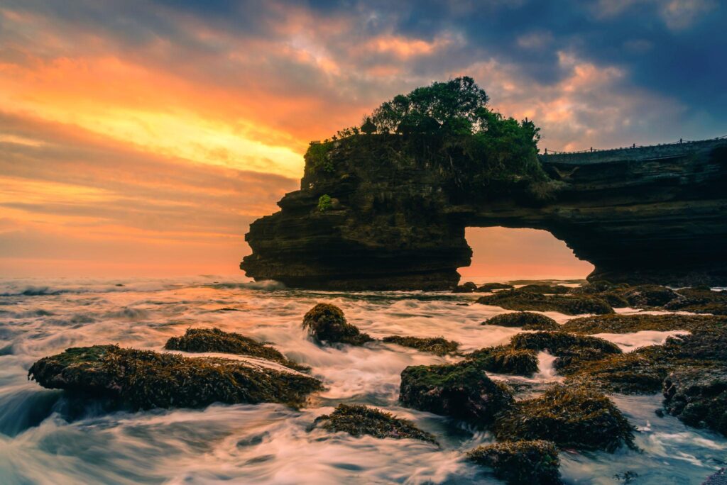 indonesia tanah lot temple sunset