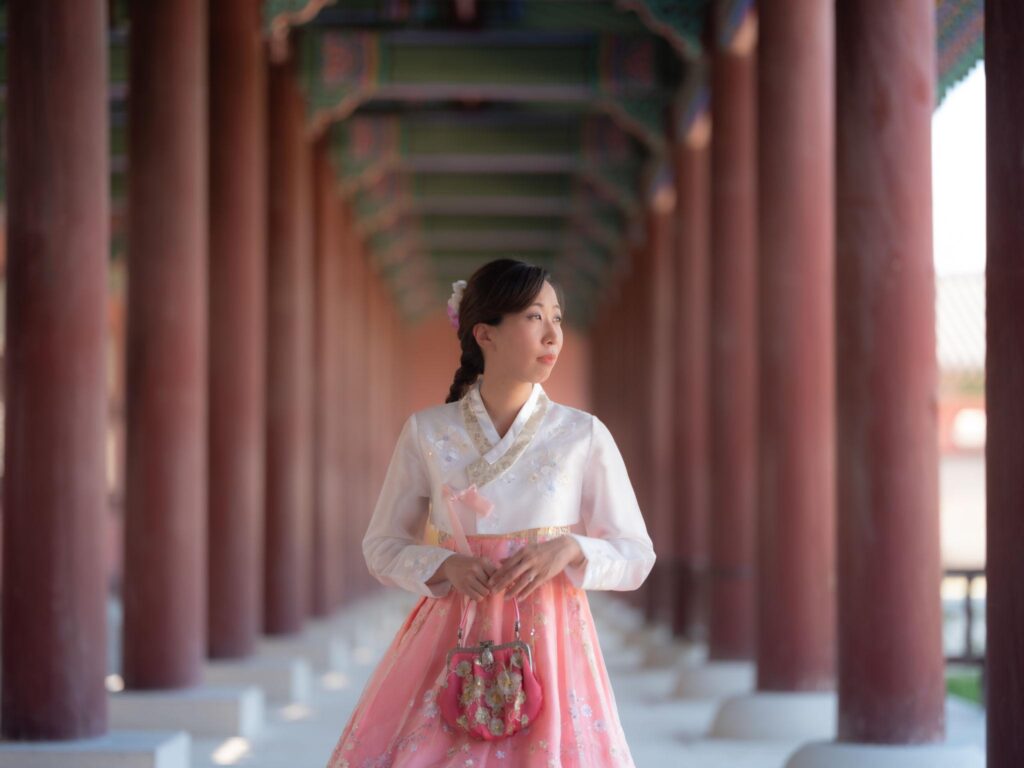 korea asian tourist in hanbok in gyeongbokgung palace seoul